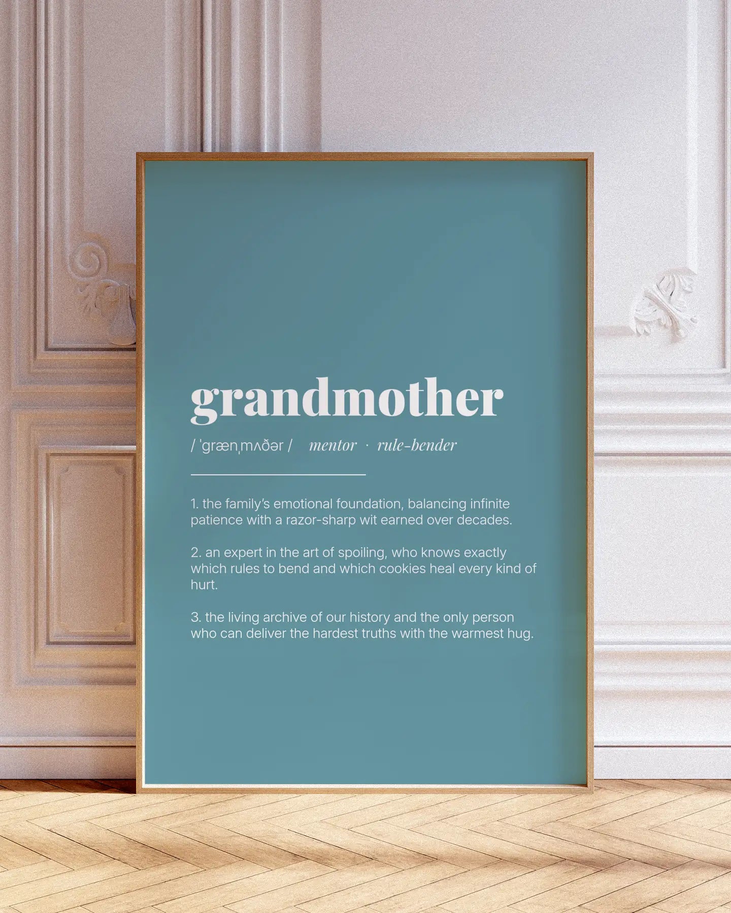 Definition Poster of Grandmother on Sea Glass background