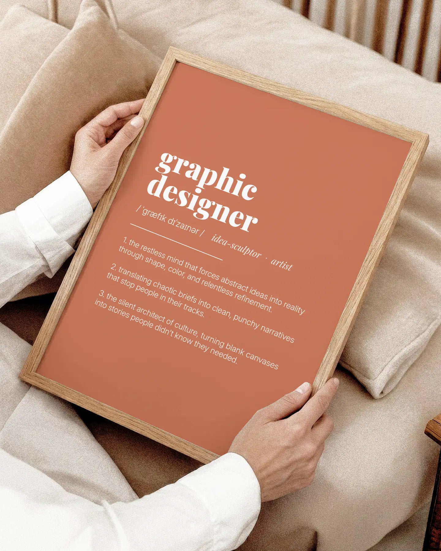 Definition Poster of Graphic<br />Designer on Terracotta background