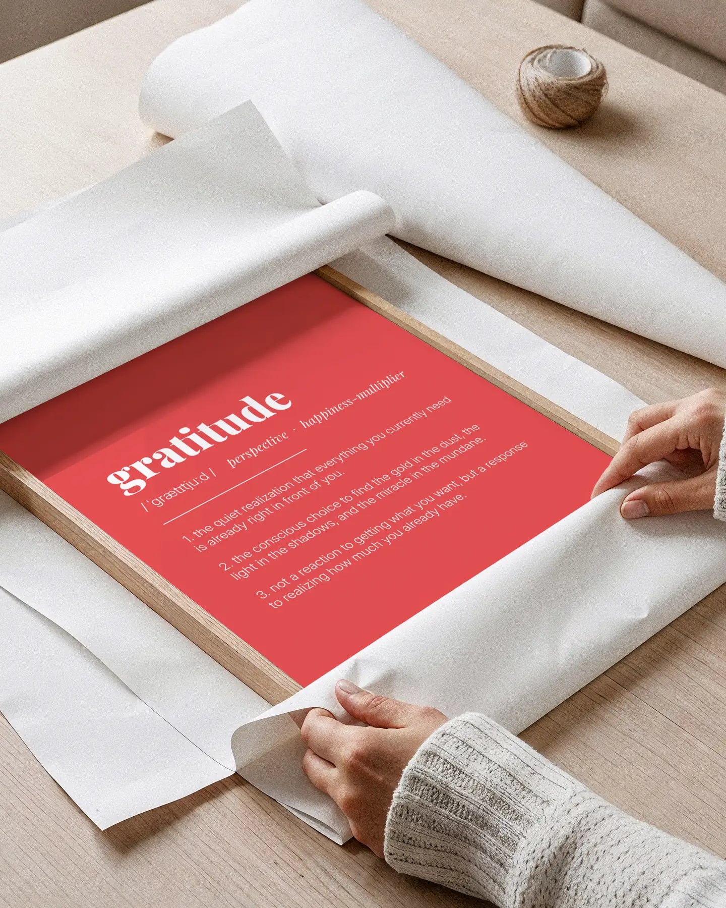 Definition Poster of Gratitude on Strawberry background