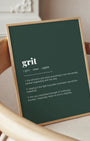 Definition Poster of Grit on Emerald background