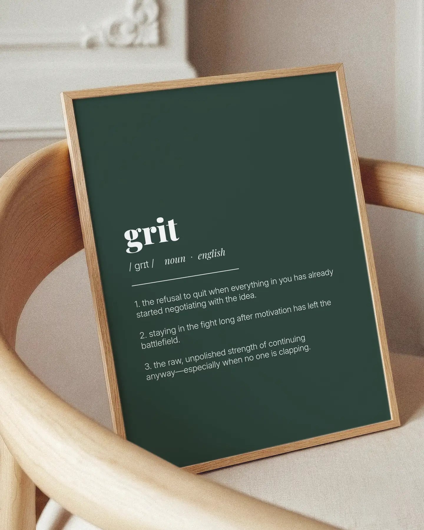 Definition Poster of Grit on Emerald background