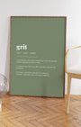 Definition Poster of Grit on Sage Green background
