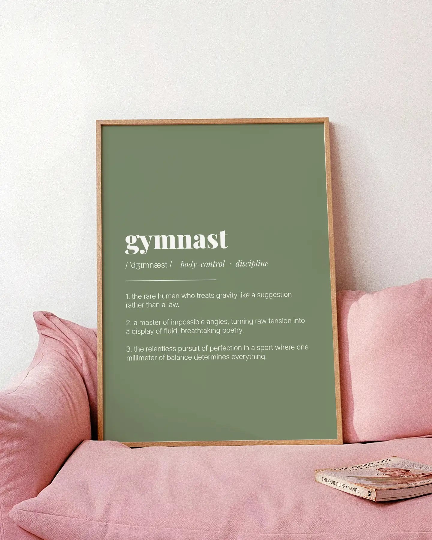 Definition Poster of Gymnast on Sage Green background