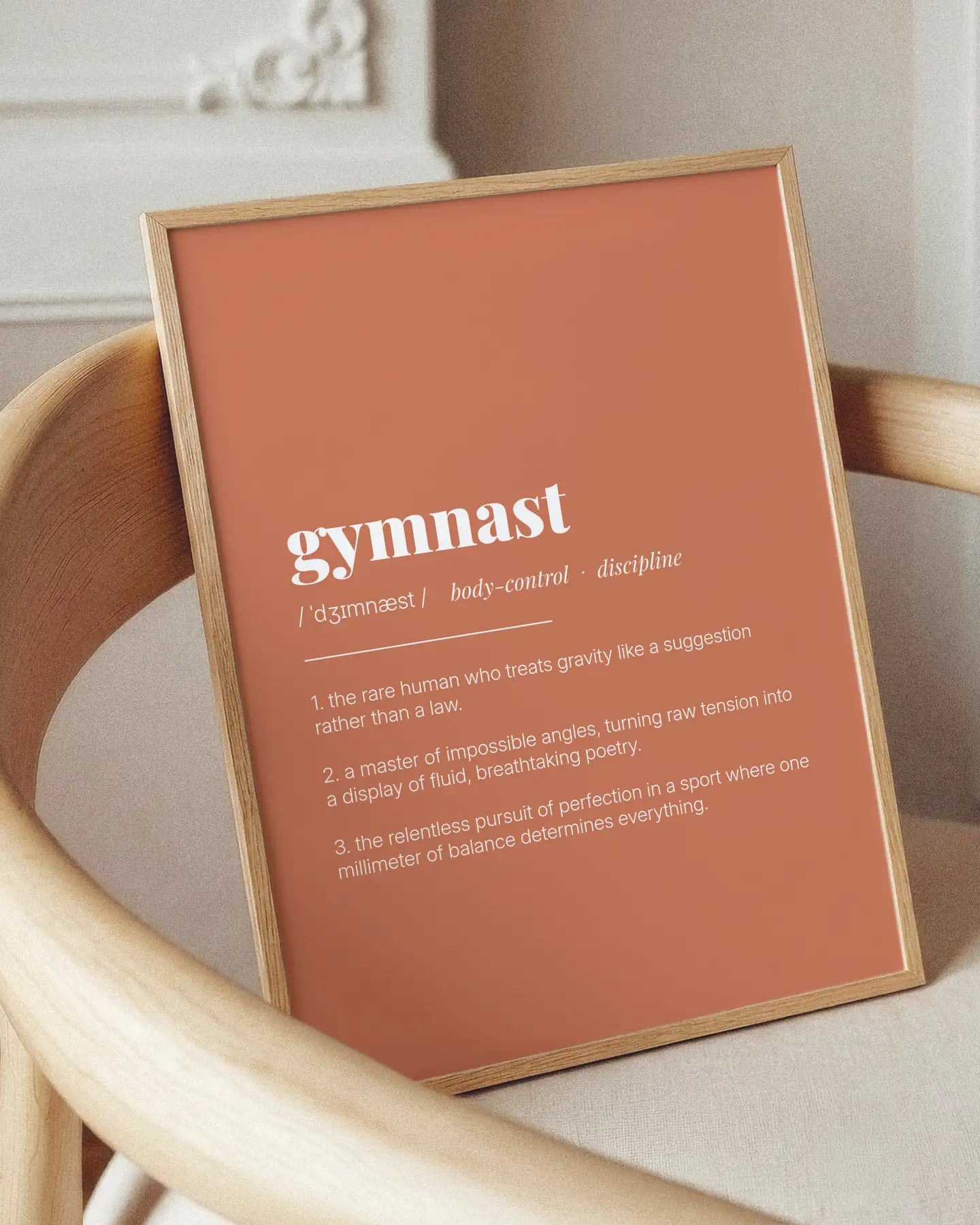 Definition Poster of Gymnast on Terracotta background