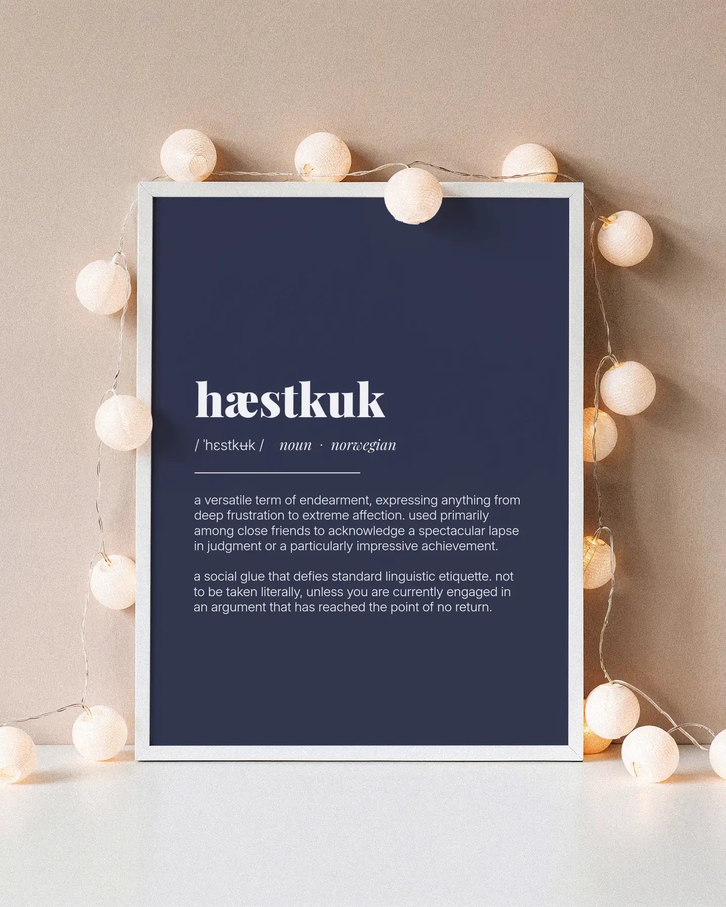 Definition Poster of Hæstkuk on Deep Navy background