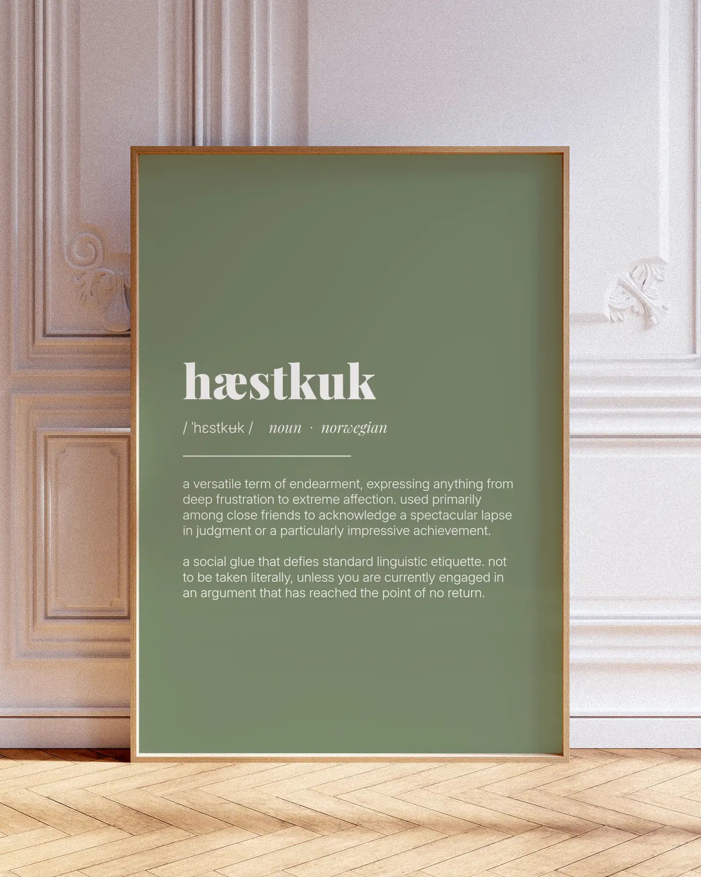 Definition Poster of Hæstkuk on Sage Green background