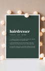 Definition Poster of Hairdresser on Emerald background