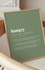 Definition Poster of Hangry on Sage Green background