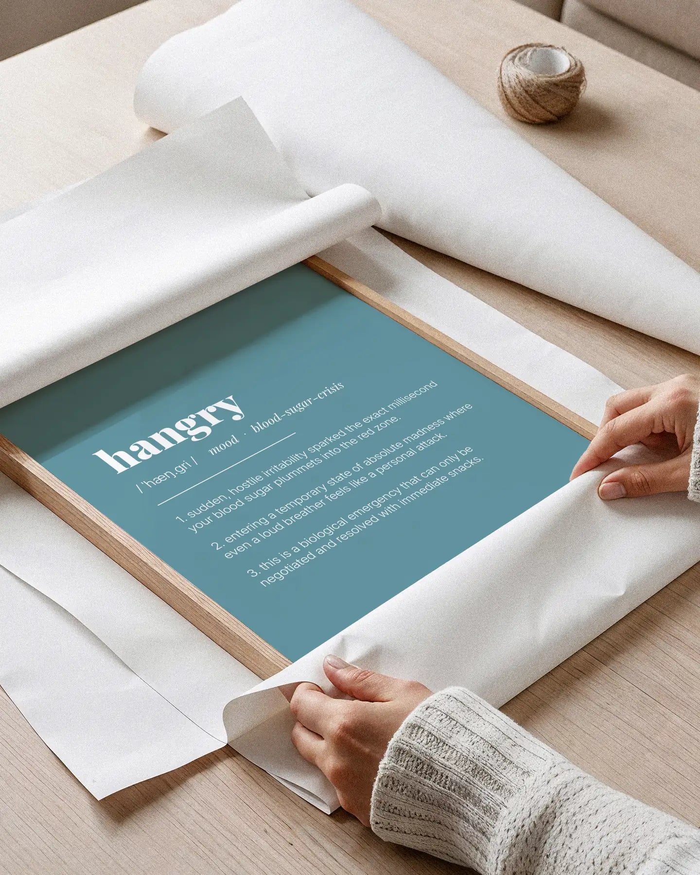 Definition Poster of Hangry on Sea Glass background