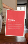 Definition Poster of Hangry on Strawberry background