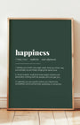 Definition Poster of Happiness on Emerald background