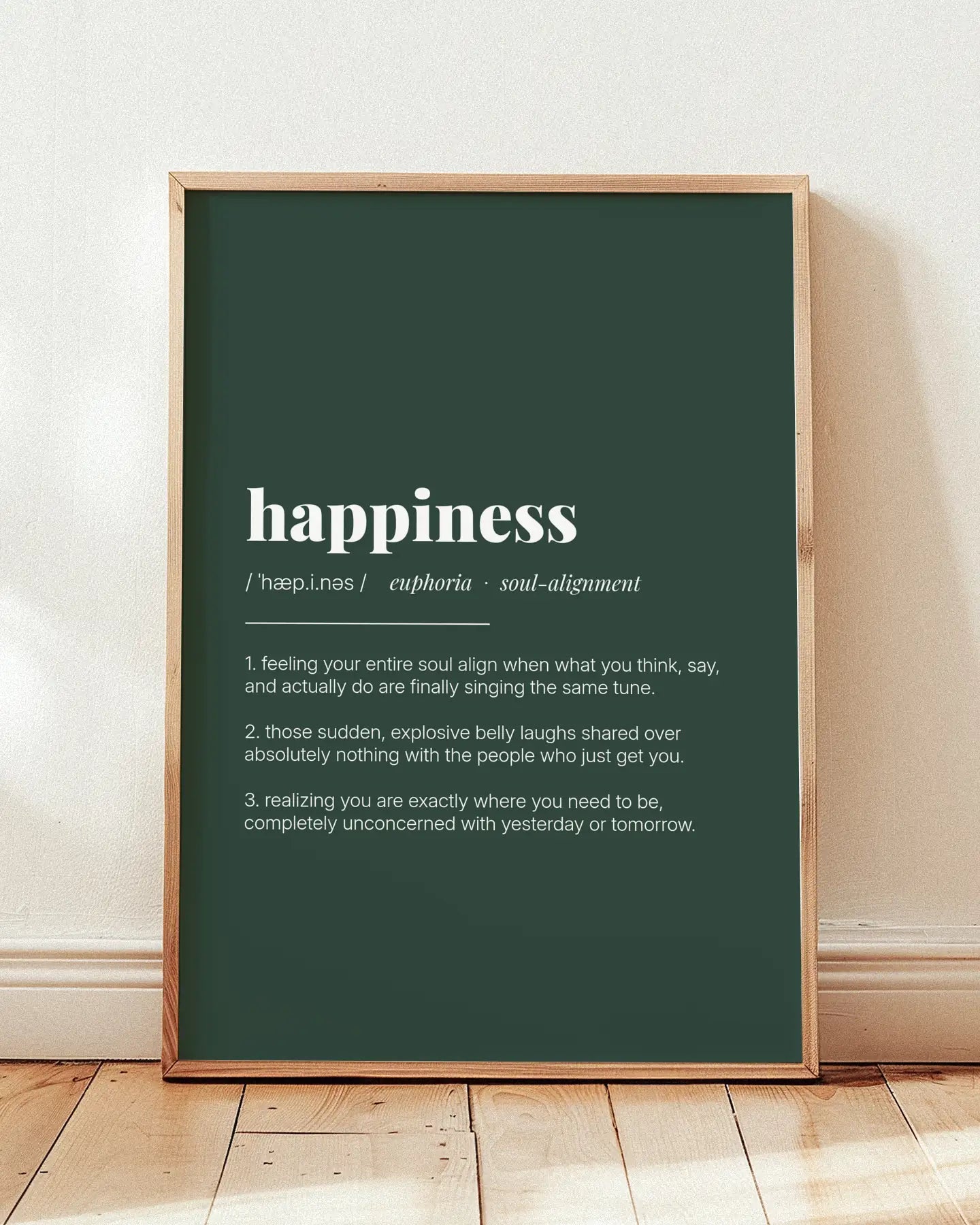 Definition Poster of Happiness on Emerald background