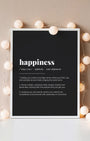 Definition Poster of Happiness on Midnight Ink background