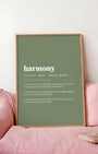 Definition Poster of Harmony on Sage Green background