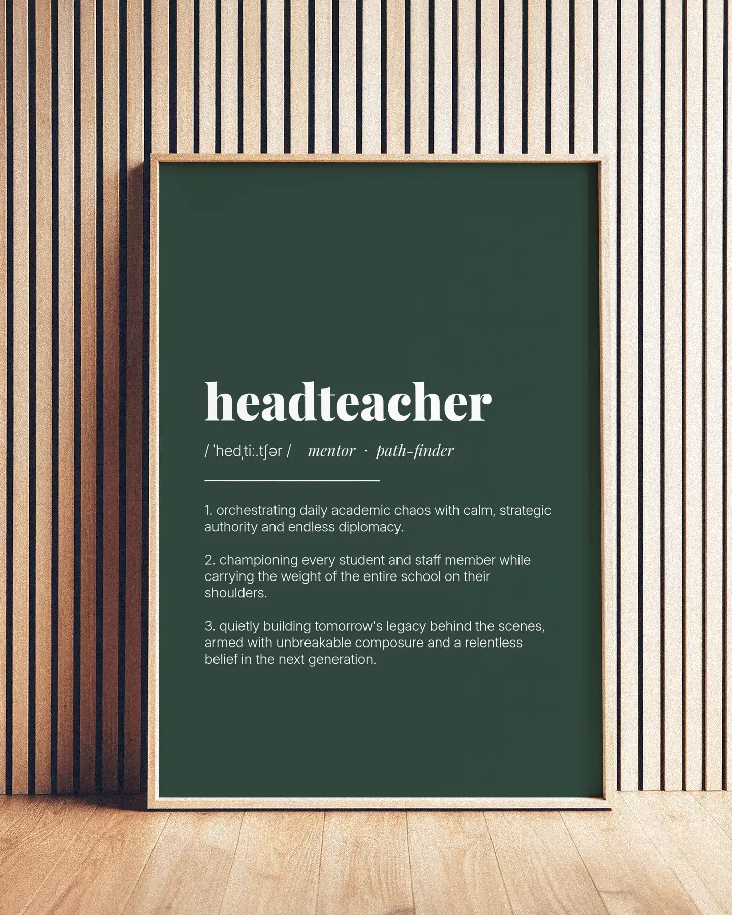 Definition Poster of Headteacher on Emerald background