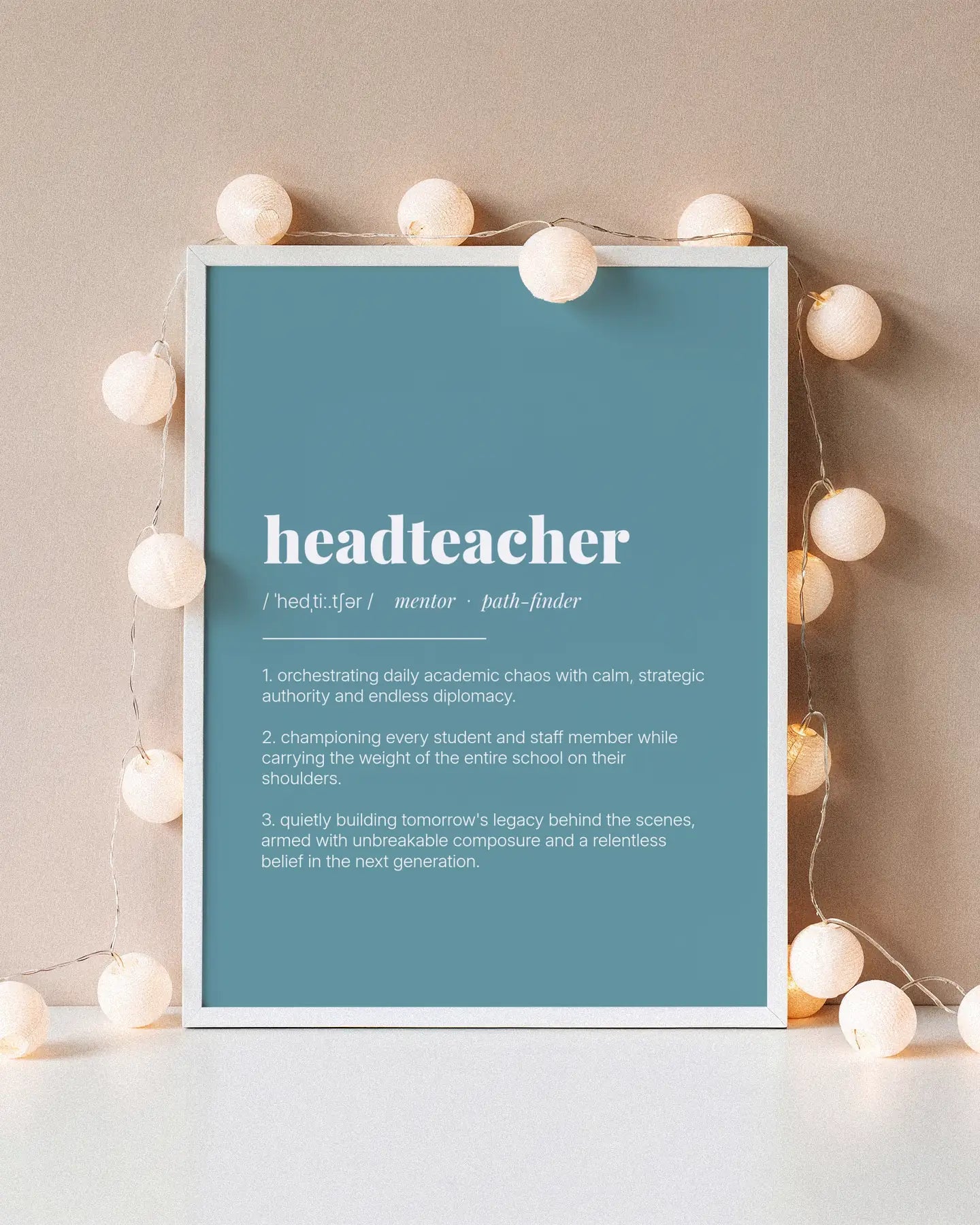 Definition Poster of Headteacher on Sea Glass background