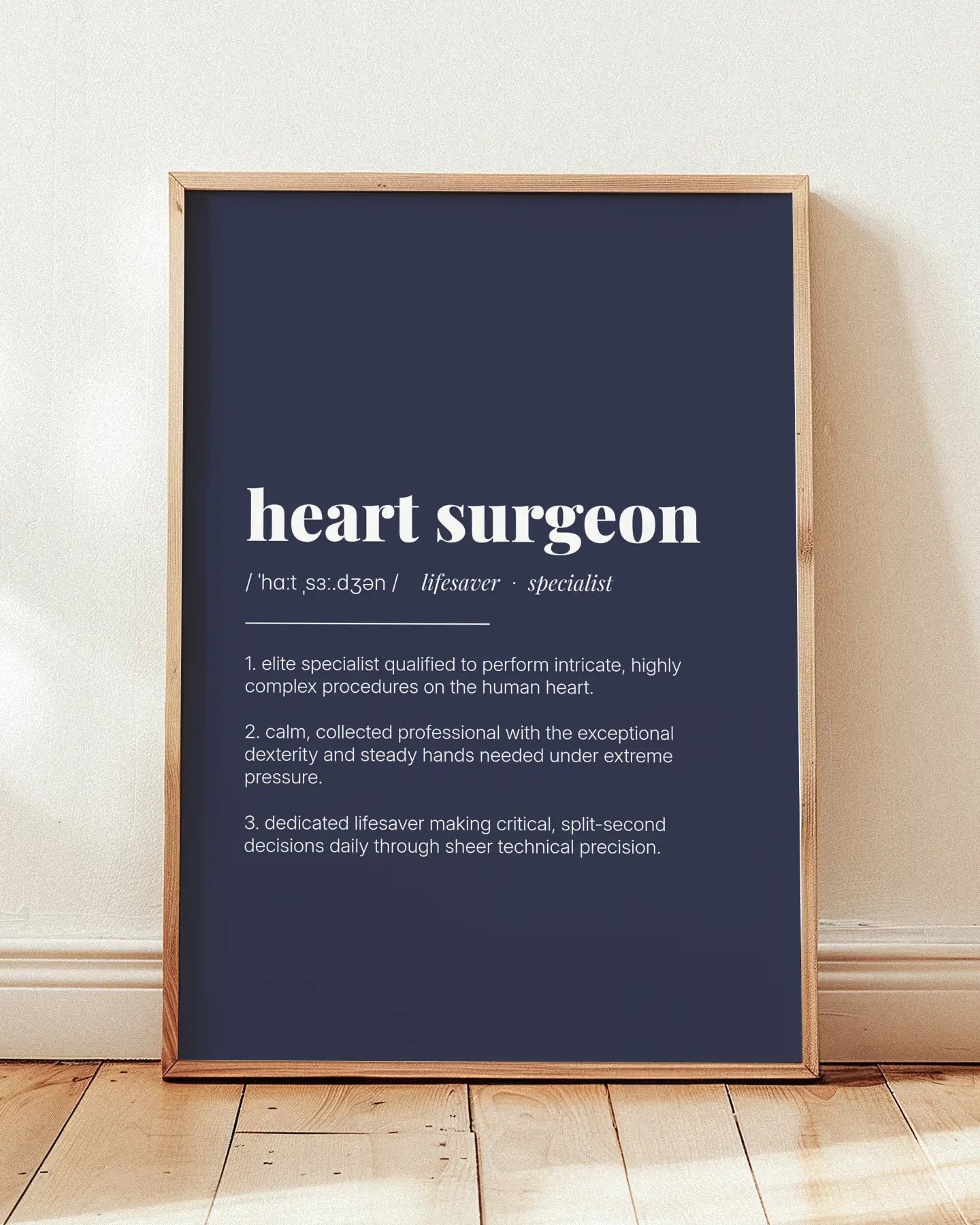 Definition Poster of Heart Surgeon on Deep Navy background