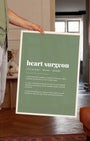 Definition Poster of Heart Surgeon on Sage Green background