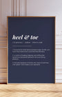 Definition Poster of Heel & Toe on Deep Navy background