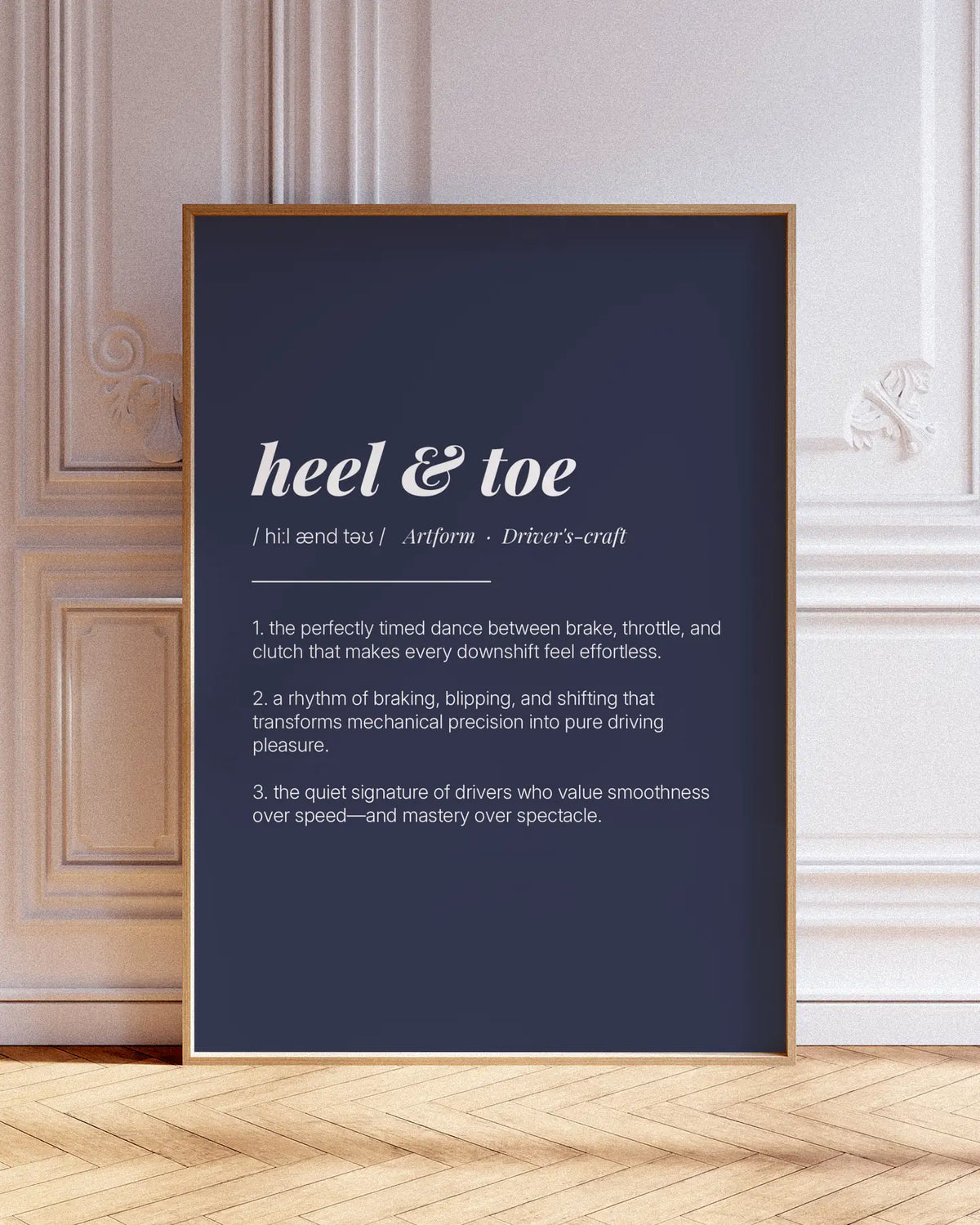Definition Poster of Heel & Toe on Deep Navy background