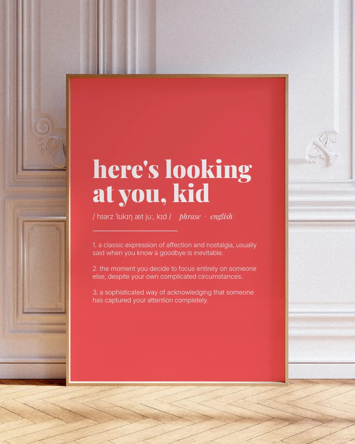 Definition Poster of Here's looking <br />at you, kid on Strawberry background
