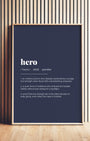 Definition Poster of Hero on Deep Navy background