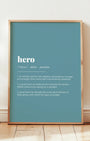 Definition Poster of Hero on Sea Glass background