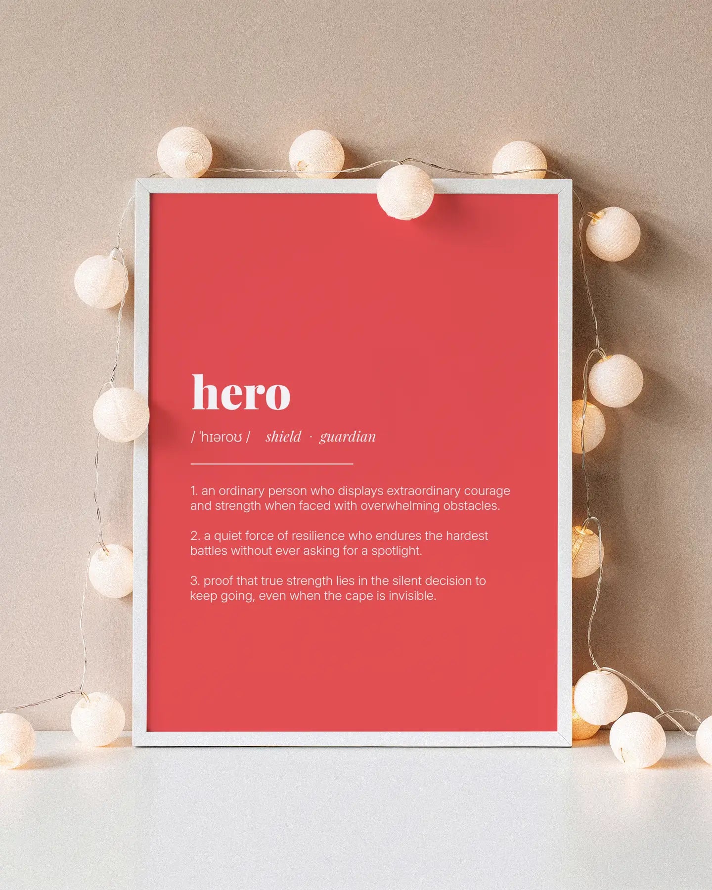 Definition Poster of Hero on Strawberry background
