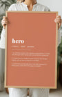Definition Poster of Hero on Terracotta background