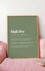 Definition Poster of High Five on Sage Green background