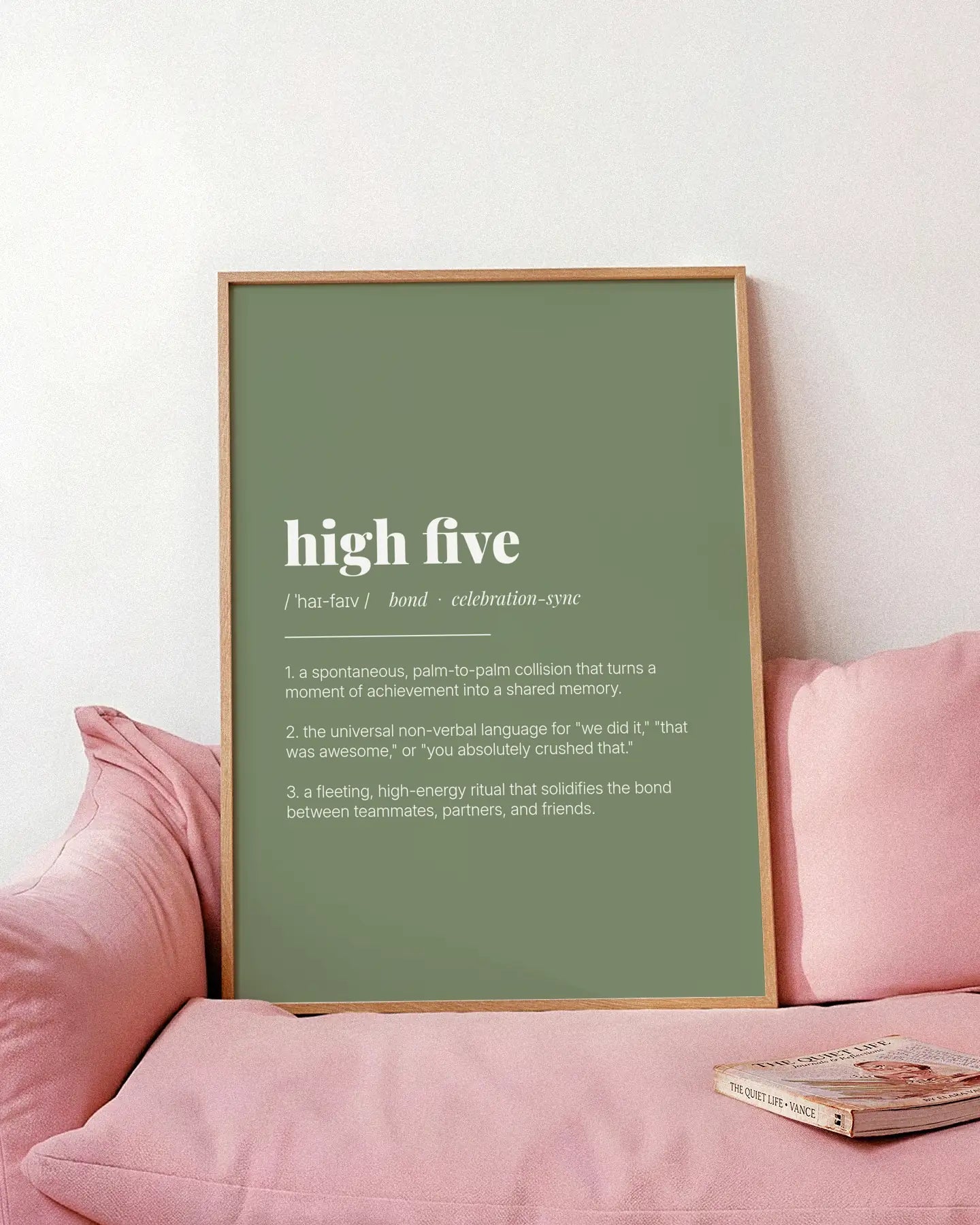 Definition Poster of High Five on Sage Green background