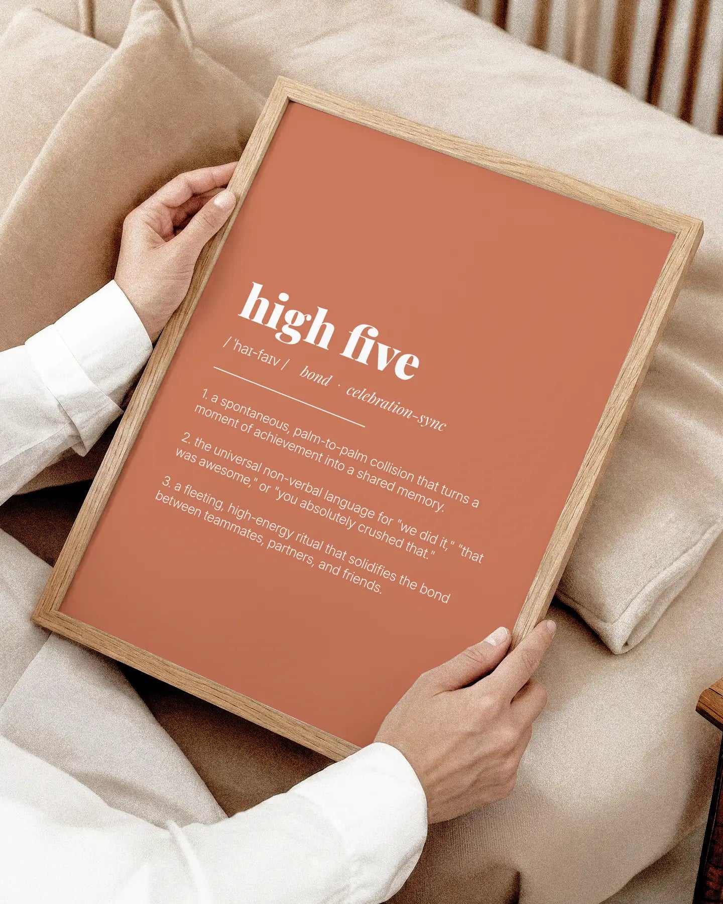 Definition Poster of High Five on Terracotta background