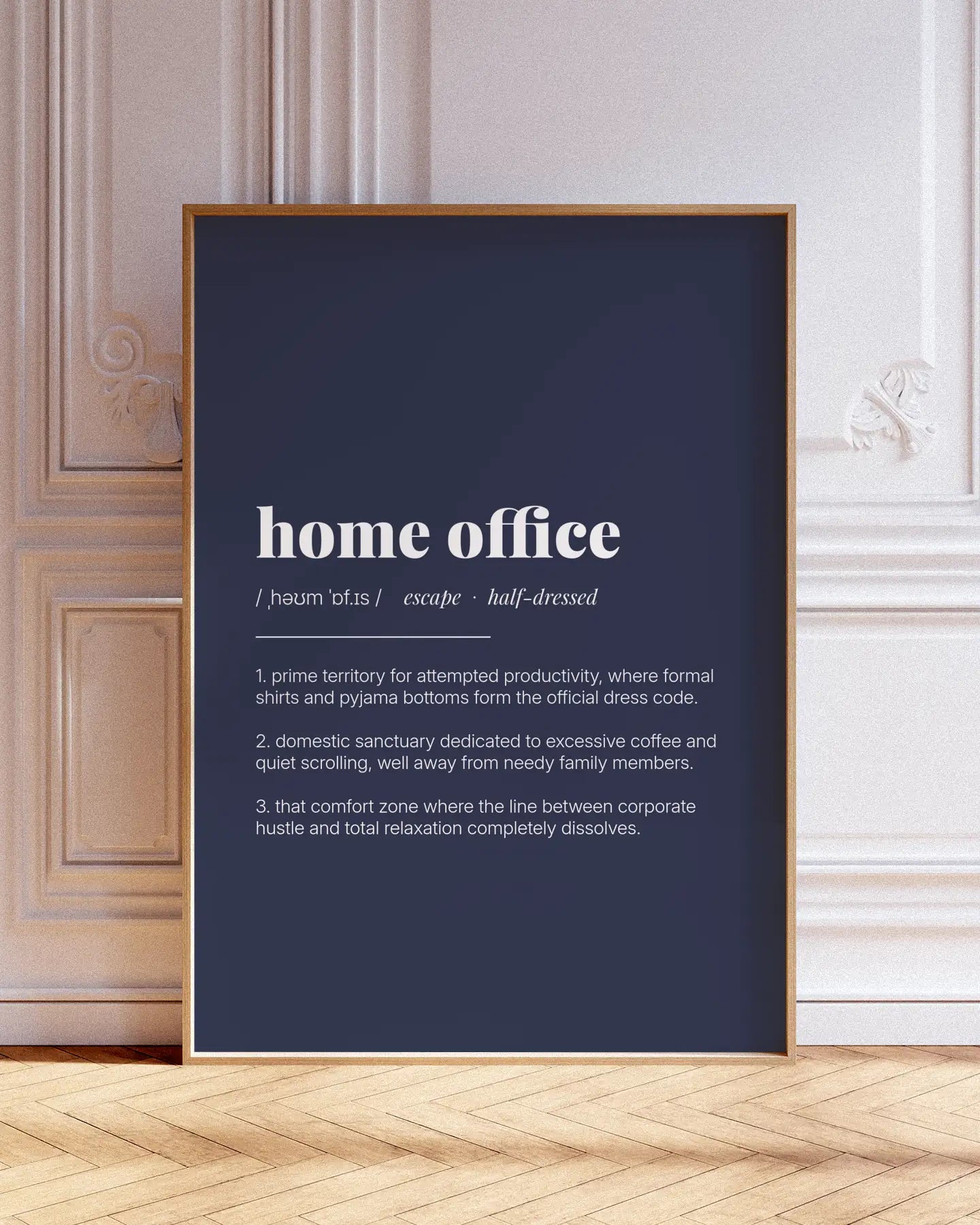 Definition Poster of Home Office on Deep Navy background