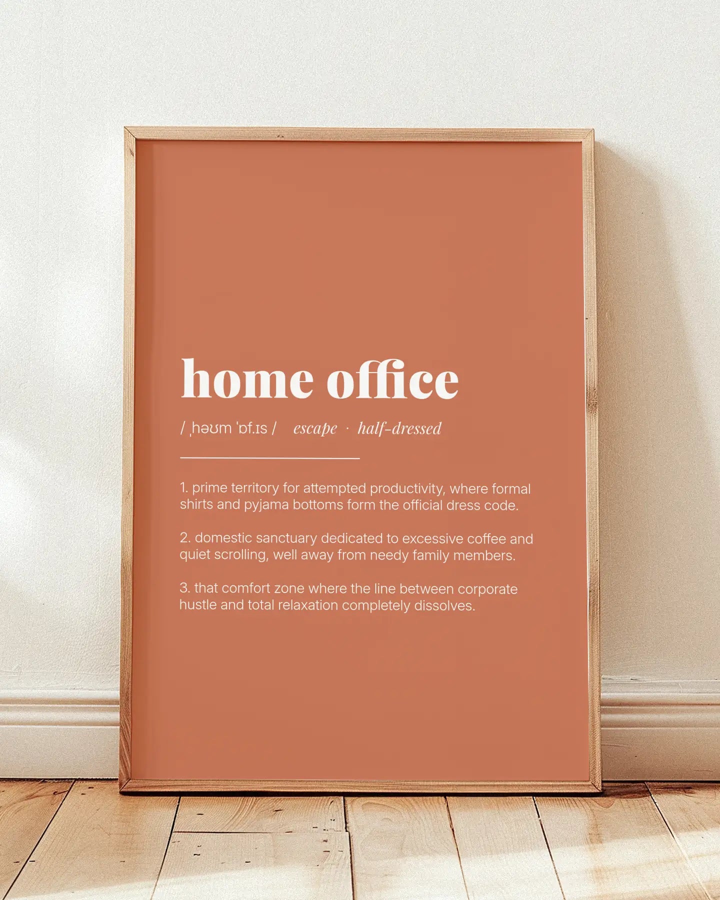 Definition Poster of Home Office on Terracotta background