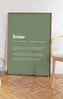 Definition Poster of Home on Sage Green background