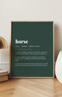 Definition Poster of Horse on Emerald background