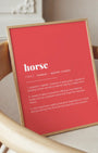 Definition Poster of Horse on Strawberry background