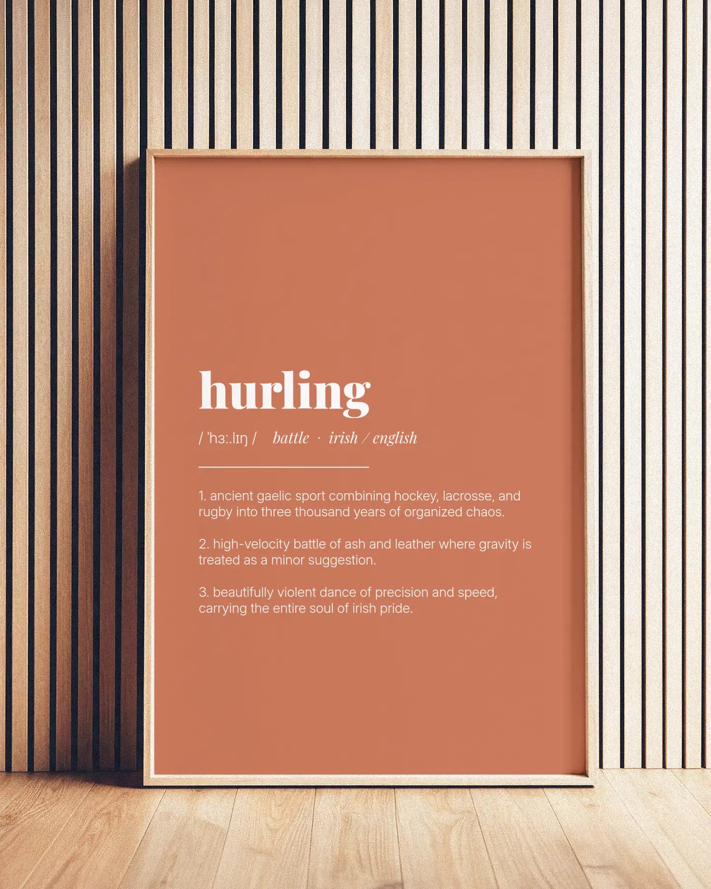Definition Poster of Hurling on Terracotta background