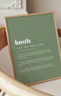 Definition Poster of Hustle on Sage Green background