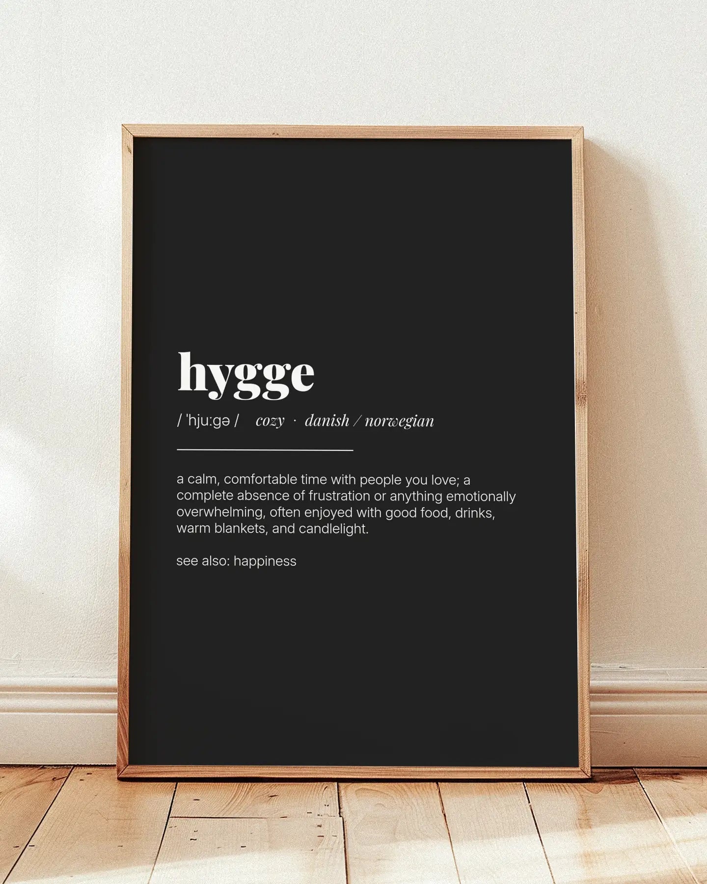 Definition Poster of Hygge on Midnight Ink background