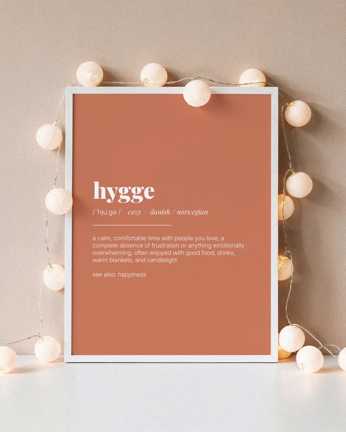 Definition Poster of Hygge on Terracotta background