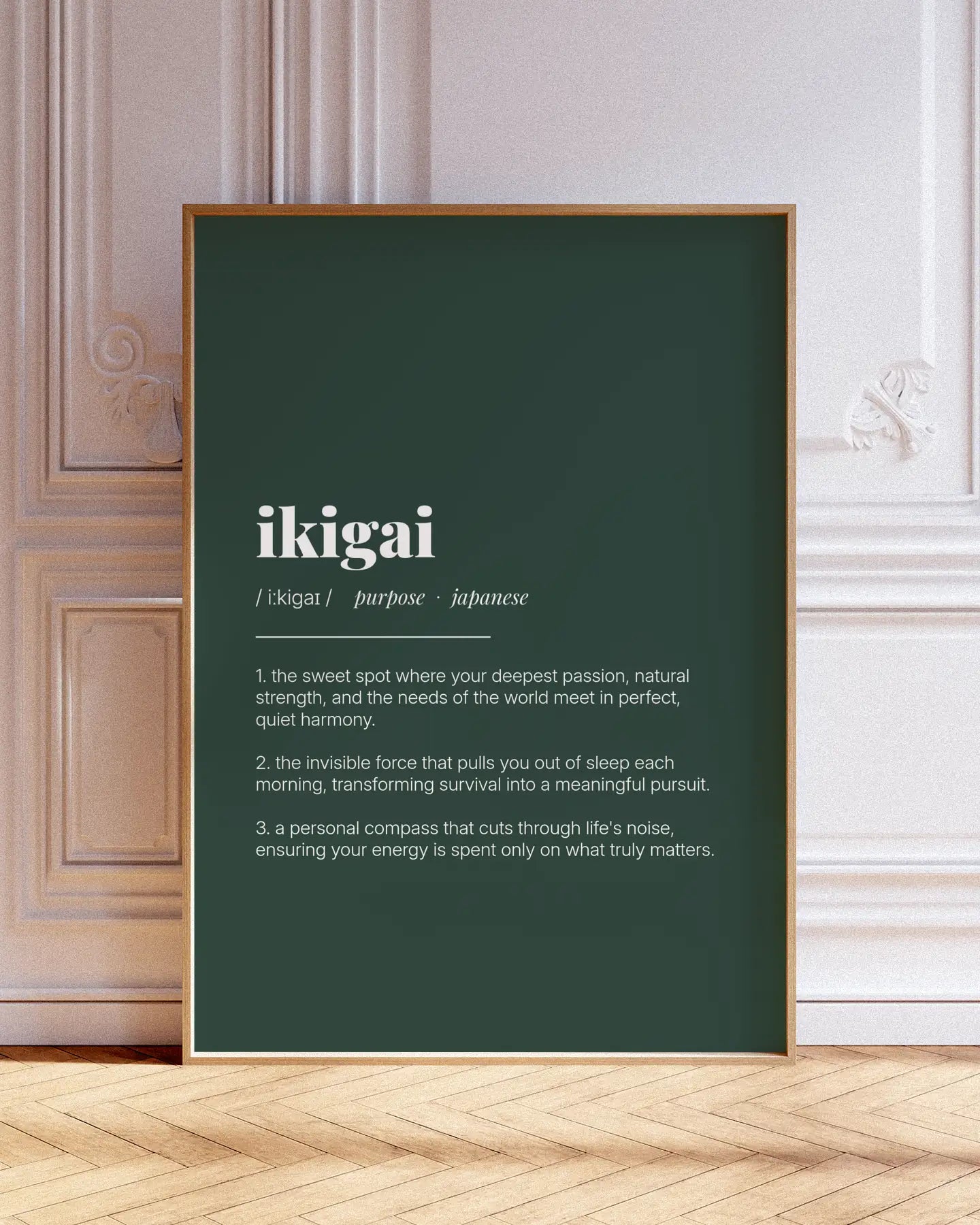 Definition Poster of Ikigai on Emerald background