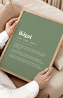 Definition Poster of Ikigai on Sage Green background