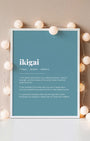 Definition Poster of Ikigai on Sea Glass background