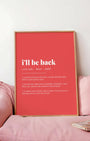 Definition Poster of I'll be back on Strawberry background