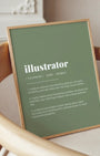 Definition Poster of Illustrator on Sage Green background