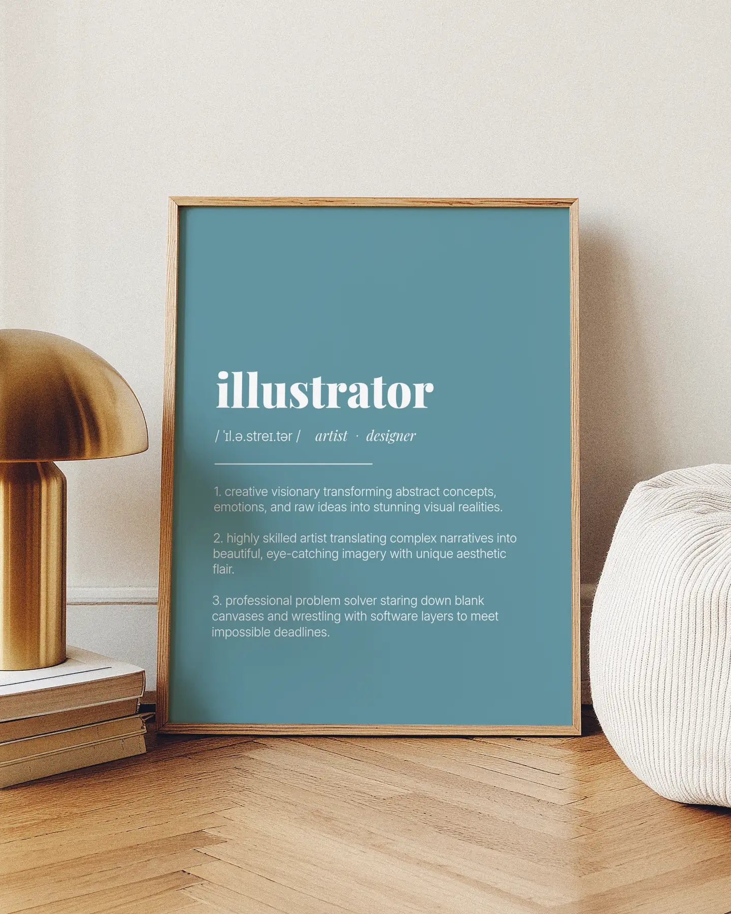 Definition Poster of Illustrator on Sea Glass background