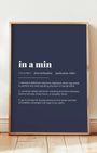 Definition Poster of in a min on Deep Navy background