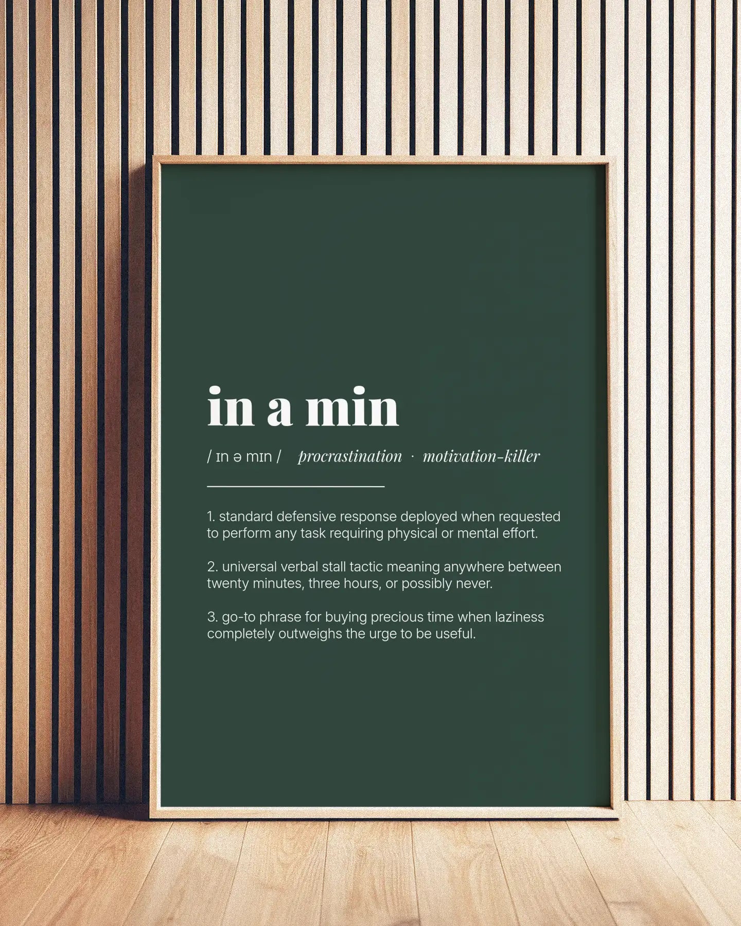Definition Poster of in a min on Emerald background