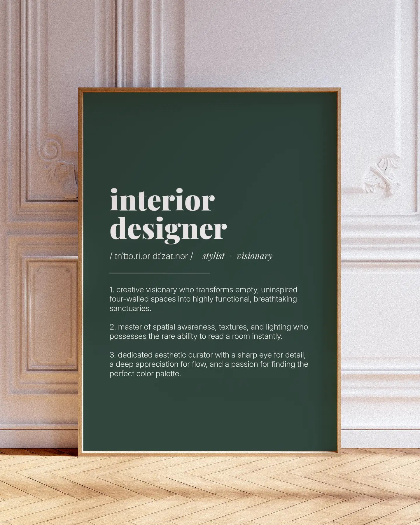 Definition Poster of Interior<br />Designer on Emerald background